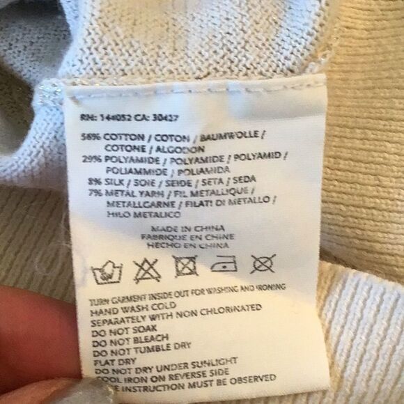 Essentiel Antwerp silver, cream luxury metallic V back sweater.Runs big Belgium - Picture 9 of 9